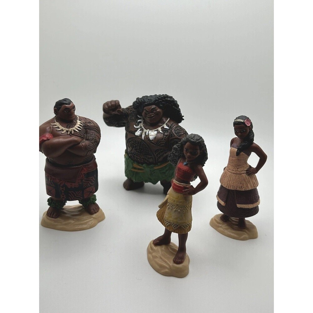 Disney Moana Deluxe Collectible Figures Maui Sina Chief Tui Toppers PVC Toy Lot
